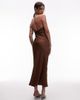 & Other Stories & Other Stories maxi dress with metal halter neck detail and low back in brown - 3