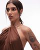 & Other Stories & Other Stories maxi dress with metal halter neck detail and low back in brown - 4