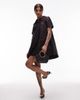 & Other Stories & Other Stories metallic jacquard mini swing dress with collar in tonal butterfly pattern-Navy - 1