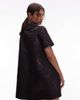 & Other Stories & Other Stories metallic jacquard mini swing dress with collar in tonal butterfly pattern-Navy - 2