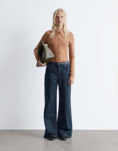 & Other Stories & Other Stories mid rise wide leg jeans in rinse wash indigo-Blue