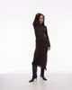 & Other Stories & Other Stories midaxi dress with fringe wrap asymmetric hem in dark brown - 1