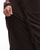 & Other Stories & Other Stories midaxi dress with fringe wrap asymmetric hem in dark brown - 4