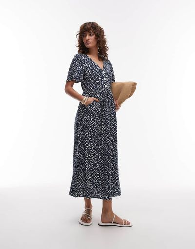 & Other Stories & Other Stories midaxi shirt dress with handkerchief hem in blue