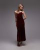& Other Stories & Other Stories midi strap velvet chiffon dress in dark red burgundy - 1