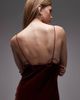 & Other Stories & Other Stories midi strap velvet chiffon dress in dark red burgundy - 2