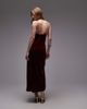 & Other Stories & Other Stories midi strap velvet chiffon dress in dark red burgundy - 3