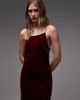 & Other Stories & Other Stories midi strap velvet chiffon dress in dark red burgundy - 4