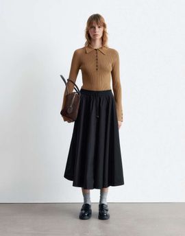 & Other Stories & Other Stories midi woven volume skirt in black