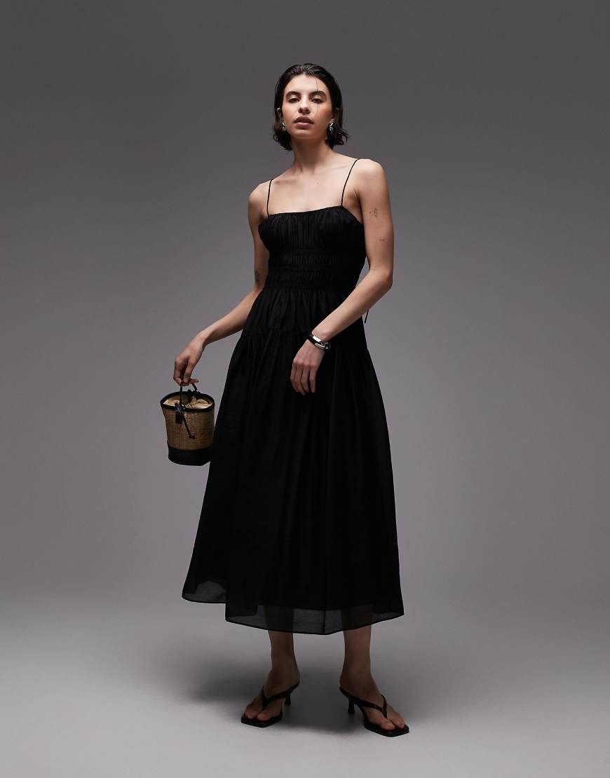 and other stories black midi dress & Size:L / 8-10 featuring a high neck Pants Size 36x26 Organic Robe - Black