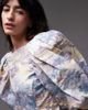 & Other Stories & Other Stories mini dress with puff sleeves and low back in vintage landscape print-Multi - 4