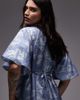 & Other Stories & Other Stories mini dress with puff sleeves with tie-back belt in blue floral print - 4
