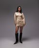 & Other Stories & Other Stories mini dress with volume sleeves in beige-Neutral - 2