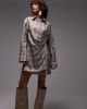& Other Stories & Other Stories mini shirt dress with ruche wrap front in gray stripe-Black - 1