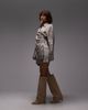 & Other Stories & Other Stories mini shirt dress with ruche wrap front in gray stripe-Black - 2