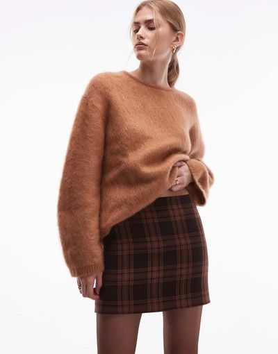 & Other Stories & Other Stories mini skirt in plaid print-Brown