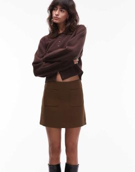& Other Stories & Other Stories mini skirt with front patch pockets in brown