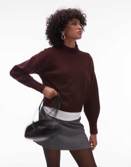 & Other Stories & Other Stories mock neck sweater in burgundy-Red
