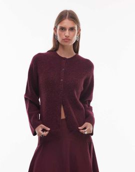 & Other Stories & Other Stories mohair & wool blend cardigan in burgundy-Red