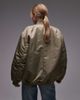 & Other Stories & Other Stories nylon rib sleeve oversized bomber jacket in khaki green - 4