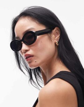 & Other Stories & Other Stories oval cat eye sunglasses in black-Brown