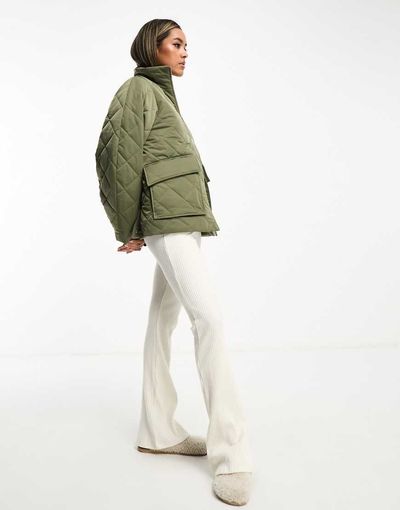 & Other Stories & Other Stories padded quilted jacket in khaki-Green
