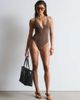 & Other Stories & Other Stories plunge swimsuit with cross back in brown - 3