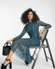 & Other Stories & Other Stories polyester smocked midi dress in blue print - MBLUE - 2