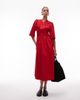 & Other Stories & Other Stories poplin midaxi dress with wrap front and puff sleeves in red - 1