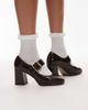 & Other Stories & Other Stories premium block heel mary jane shoes in dark brown - 1