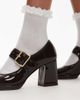 & Other Stories & Other Stories premium block heel mary jane shoes in dark brown - 3