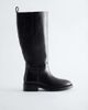 & Other Stories & Other Stories Premium heeled leather pull on moto boot in black - 1