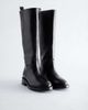 & Other Stories & Other Stories Premium heeled leather pull on moto boot in black - 3