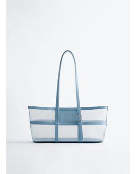 & Other Stories & Other Stories premium leather mesh tote shoulder bag in blue