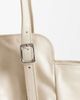 & Other Stories & Other Stories premium leather shoulder bag with ruched belt detail in cream-White - 3