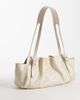 & Other Stories & Other Stories premium leather shoulder bag with ruched belt detail in cream-White - 4