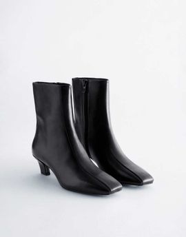 & Other Stories & Other Stories Premium leather square toe ankle boots in black