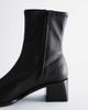 & Other Stories & Other Stories premium leather square toe heeled ankle boots in black - 2