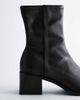 & Other Stories & Other Stories premium leather square toe heeled ankle boots in black - 3