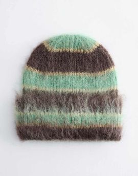 & Other Stories & Other Stories Premium mohair and wool blend striped beanie in green