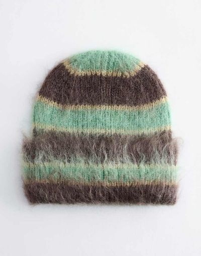 & Other Stories & Other Stories Premium mohair and wool blend striped beanie in green