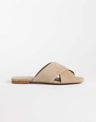 & Other Stories & Other Stories premium suede flat sandals in light beige-Neutral
