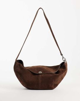 & Other Stories & Other Stories premium suede large crossbody bag in chocolate-Brown