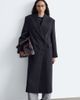 & Other Stories & Other Stories Premium wool double breasted maxi coat with bold shoulder details in brown check - 1
