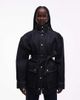 & Other Stories & Other Stories pure cotton funnel neck denim short jacket with belt detail in dark blue - 1