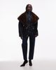 & Other Stories & Other Stories pure cotton funnel neck denim short jacket with belt detail in dark blue - 2