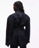 & Other Stories & Other Stories pure cotton funnel neck denim short jacket with belt detail in dark blue - 4