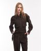 & Other Stories & Other Stories pure cotton utility style jumpsuit with tie front belt in brown - 3