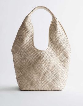& Other Stories & Other Stories pure leather braided shopper tote in light stone beige-Neutral