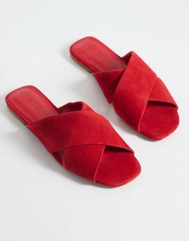 & Other Stories & Other Stories pure leather flat criss cross sandals in red